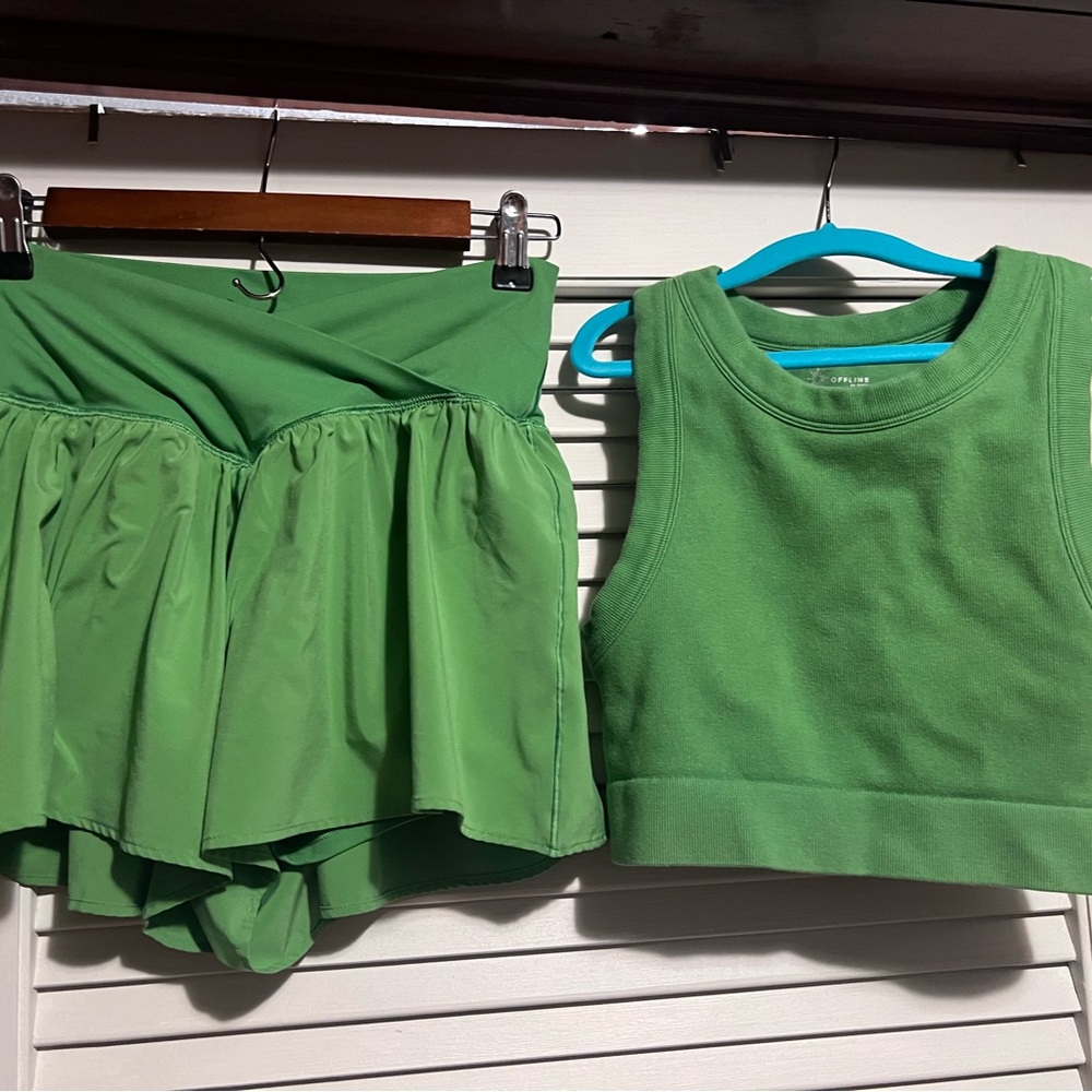 Aerie Green Sports Tank & Shorts Set